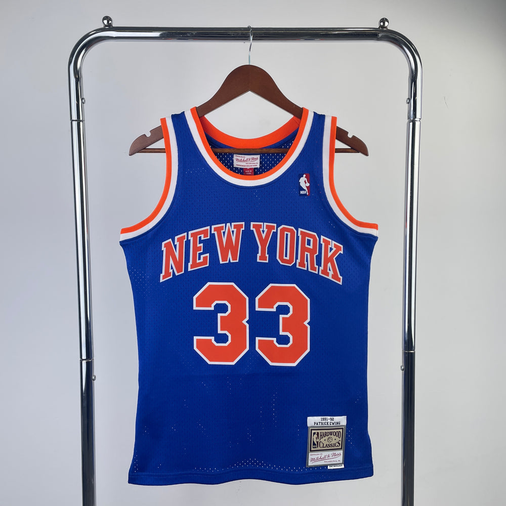 Regata New York Knicks Mitchell & Ness Patrick Ewing #33 Retrô 91/92 Azul Mitchell & Ness