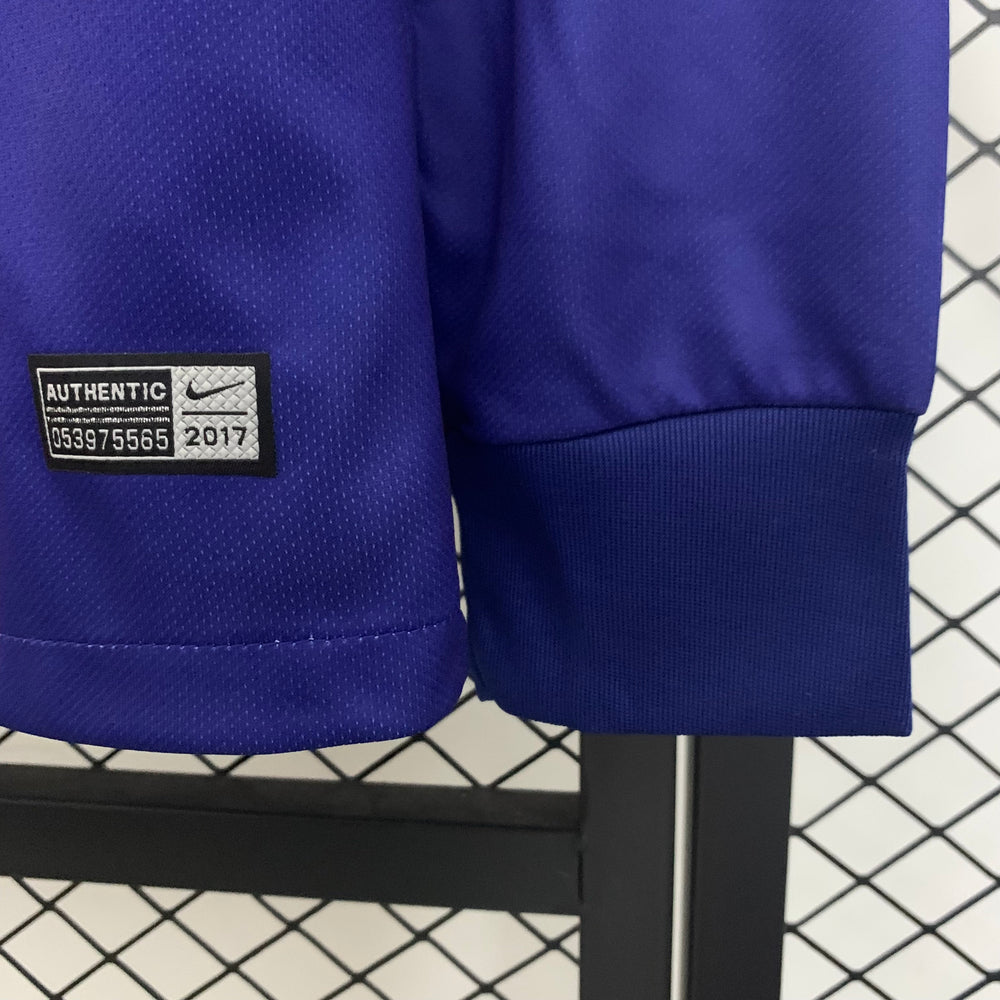 Camisa Barcelona I 17/18 Retrô Manga Longa Vermelha/Azul Nike