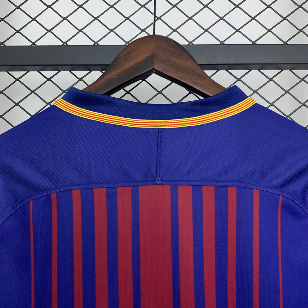 Camisa Barcelona I 17/18 Retrô Manga Longa Vermelha/Azul Nike