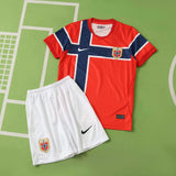 Conjunto Infantil Seleção Noruega I Copa do Mundo 2026 Vermelho