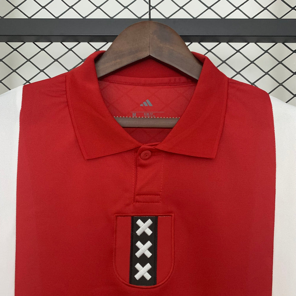 Camisa Ajax Comemorativa 125 Anos Vermelha e Branca Manga Longa Adidas