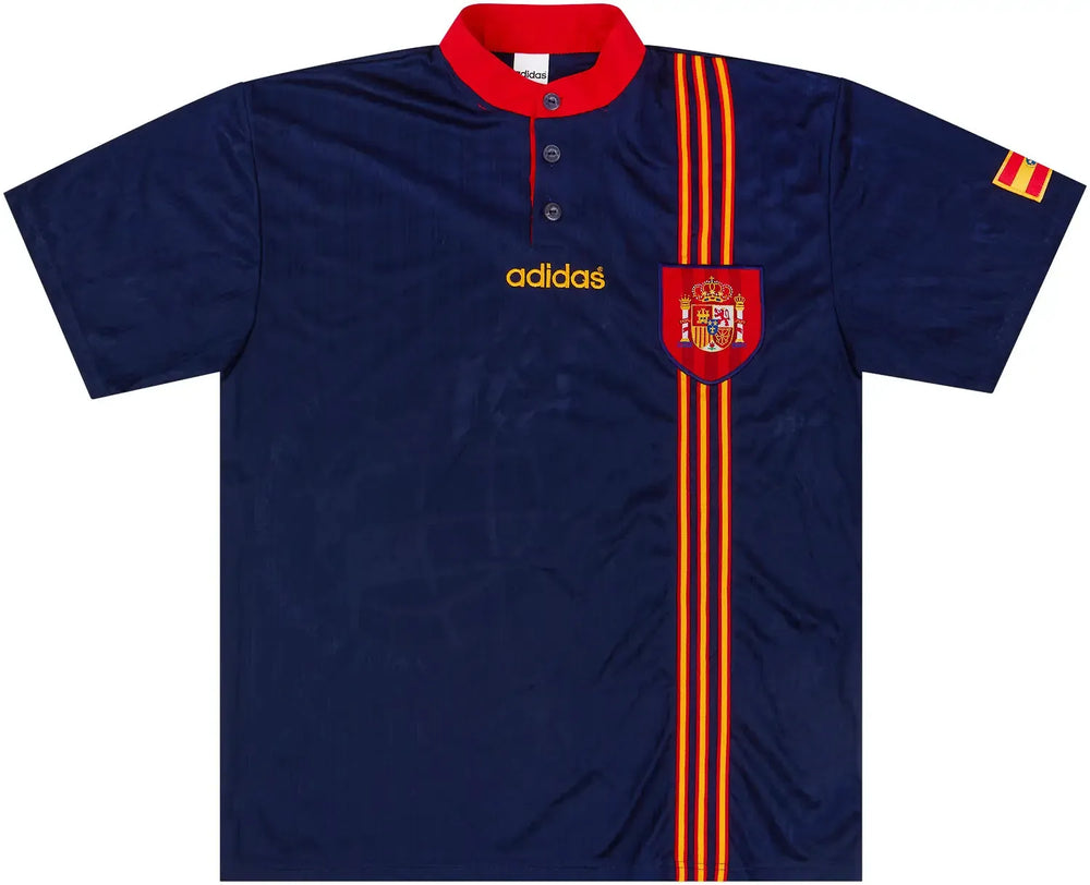 Camisa Seleção Espanha II 1996 Retrô Azul Masculina Adidas