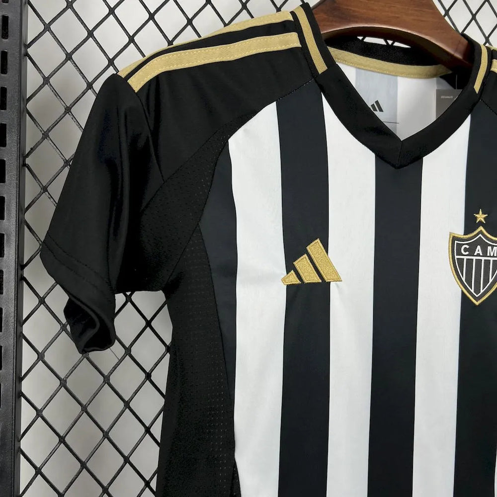 Conjunto Infantil Atlético Mineiro I 25/26 Branco e Preto Adidas