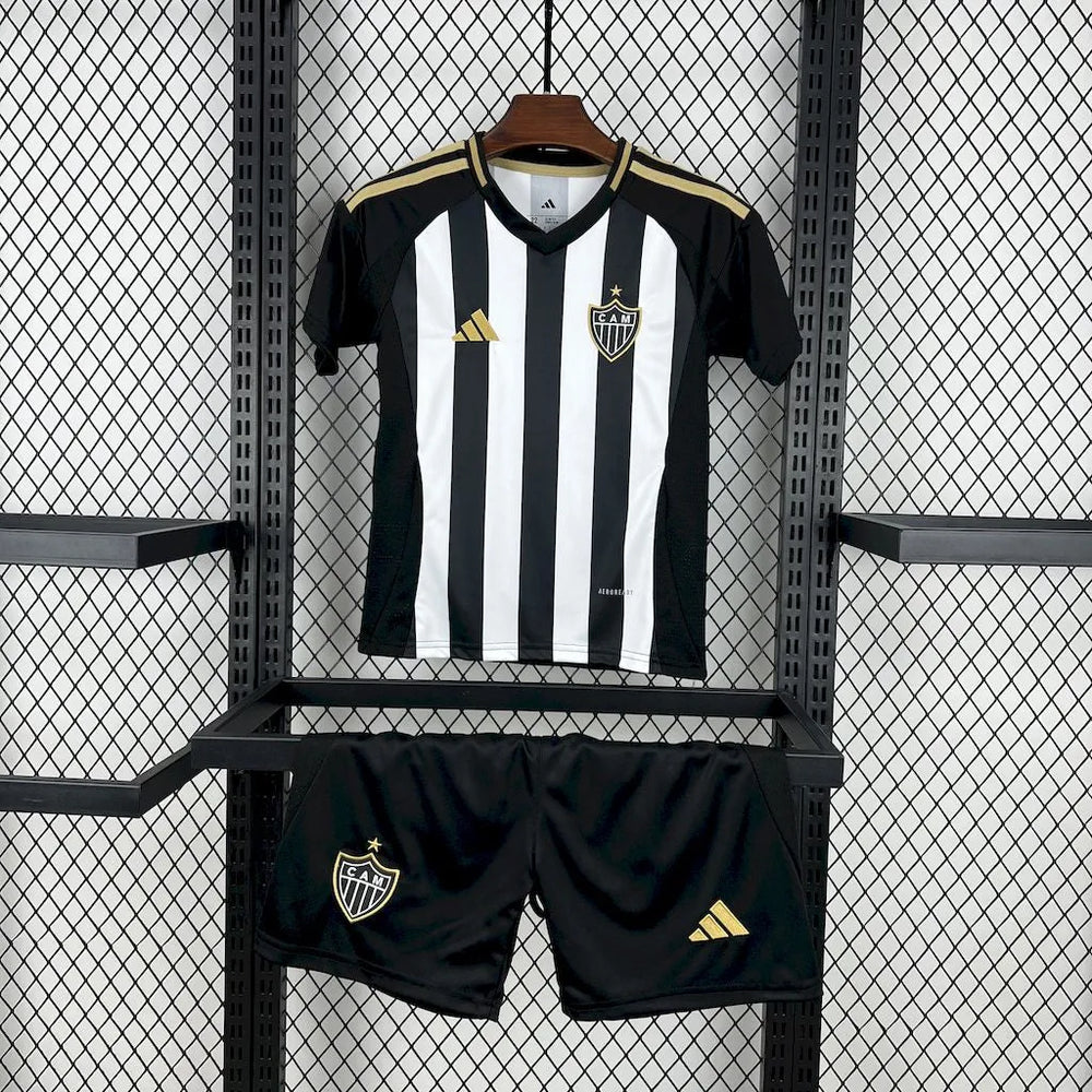 Conjunto Infantil Atlético Mineiro I 25/26 Branco e Preto Adidas