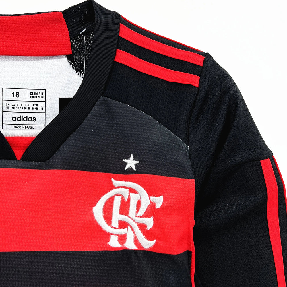 Conjunto Infantil Flamengo I 24/25 Manga Longa Vermelho/Preto Adidas