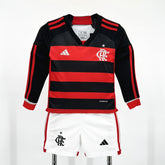 Conjunto Infantil Flamengo I 24/25 Manga Longa Vermelho/Preto Adidas