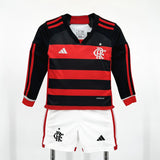 Conjunto Infantil Flamengo I 24/25 Manga Longa Vermelho/Preto Adidas