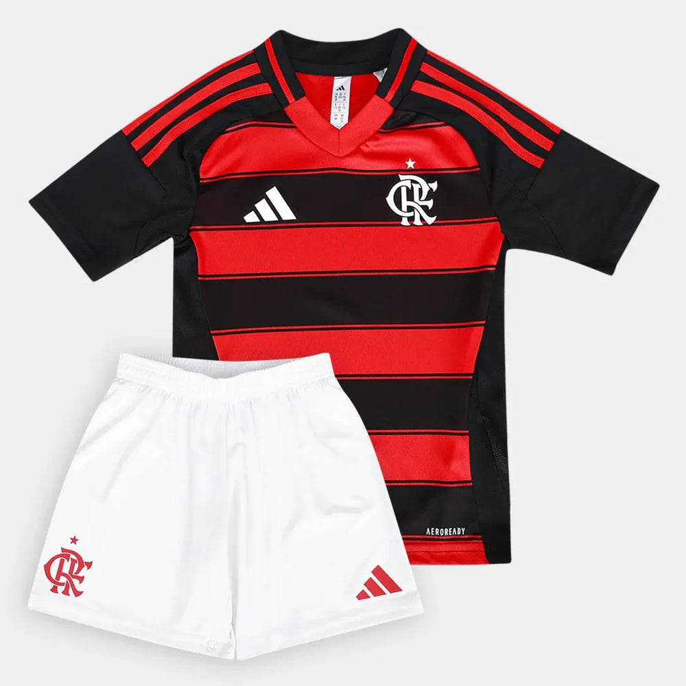 Conjunto Infantil Flamengo I 25/26 Vermelho/Preto Adidas