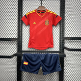 Conjunto Infantil Seleção Espanha I Retrô 2012 Vermelho e Azul Adidas