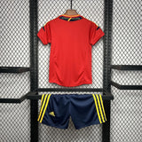 Conjunto Infantil Seleção Espanha I Retrô 2012 Vermelho e Azul Adidas