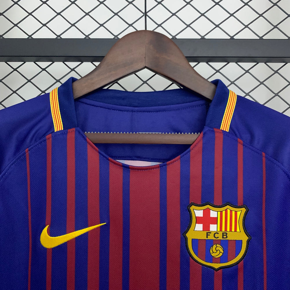 Camisa Barcelona I 17/18 Retrô Manga Longa Vermelha/Azul Nike