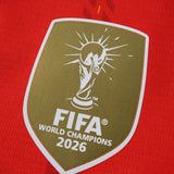 Camisa Seleção Espanha I Campeã Copa do Mundo 2026 com Patch Vermelha Feminina