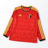 Camisa Seleção Bélgica I Copa do Mundo 2026 Manga Longa Vermelha