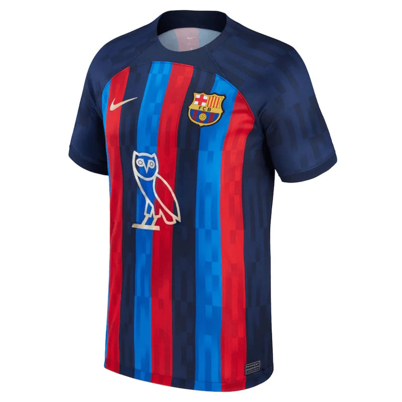 Camisa Barcelona Edição Especial Drake Vermelha e Azul Nike