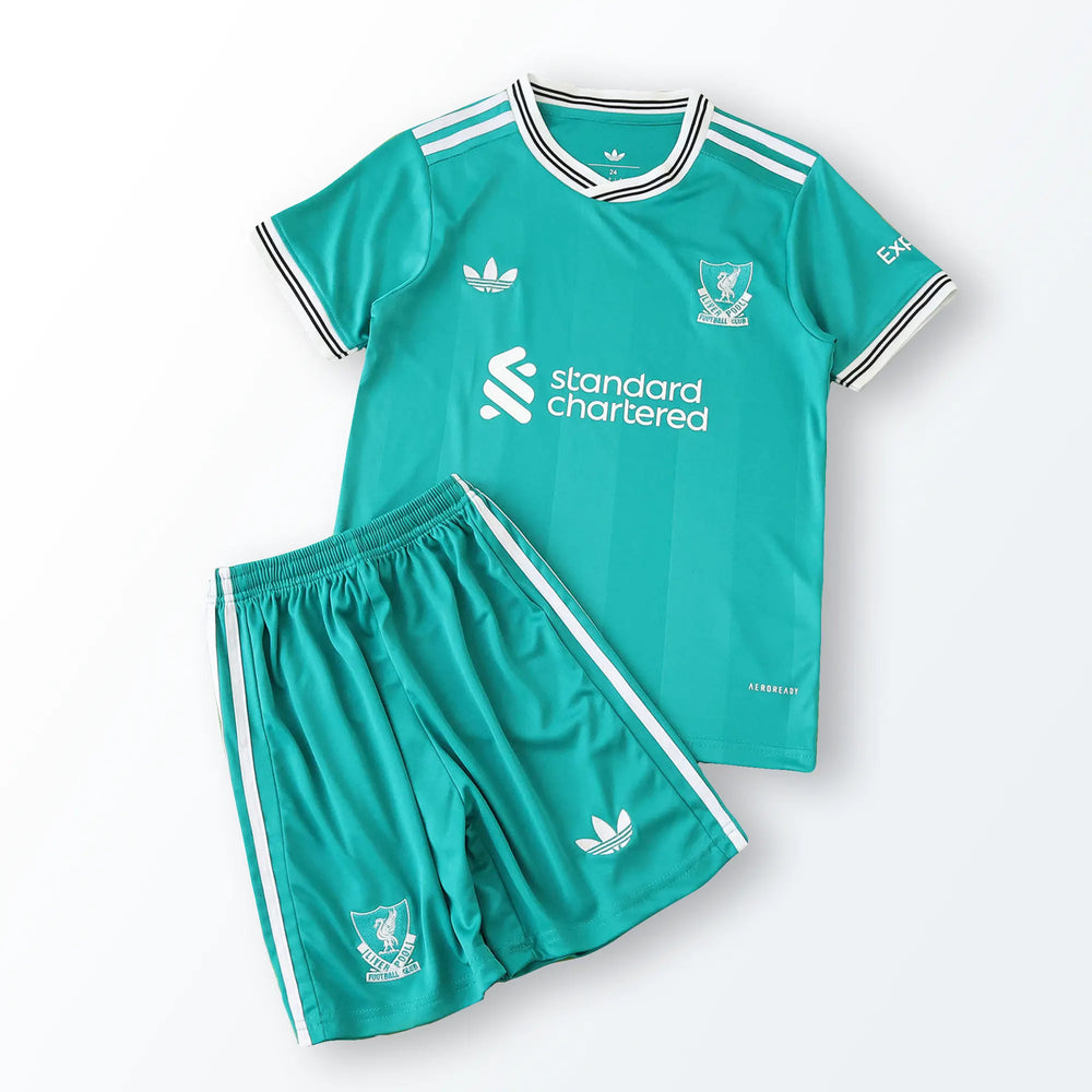 Conjunto Infantil Liverpool III 2025/26 Verde Adidas