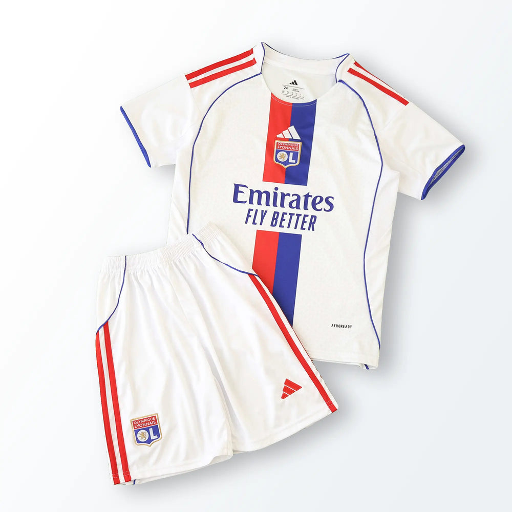 Conjunto Infantil Olympique Lyon I 2025/26 Branco Adidas