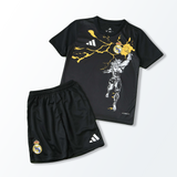 Conjunto Infantil Real Madrid x Marvel 2026 Edição Especial Preto