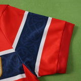 Conjunto Infantil Seleção Noruega I Copa do Mundo 2026 Vermelho