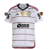 Camisa Flamengo II 23/24 com Patrocínios e Patches Libertadores Branca Masculina Adidas