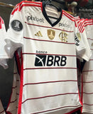 Camisa Flamengo II 23/24 com Patrocínios e Patches Libertadores Branca Masculina Adidas