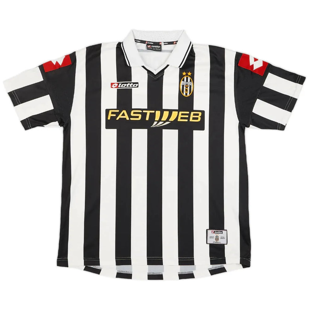 Camisa Juventus I 2001/2002 Retrô Preta e Branca Masculina Lotto
