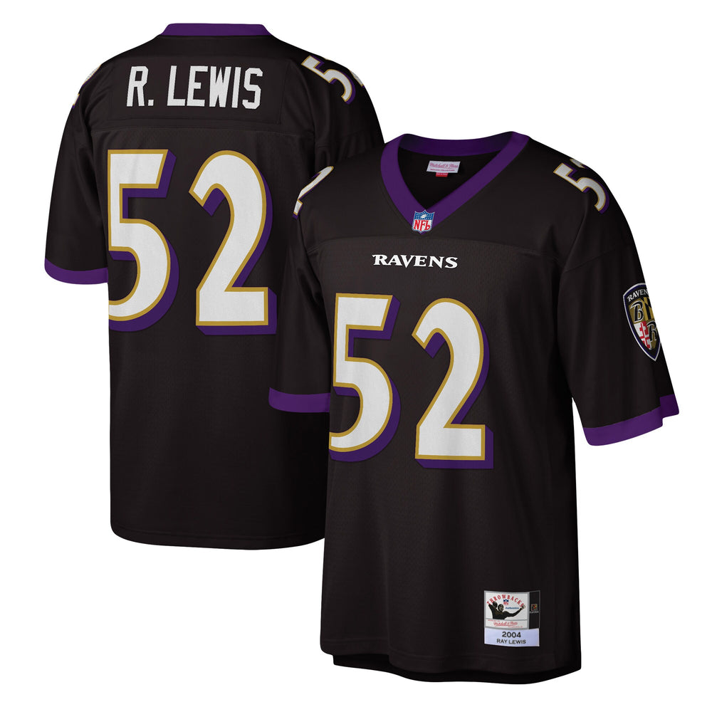 Camisa NFL Baltimore Ravens Throwback Ray Lewis #52 Retrô Preta Mitchell & Ness