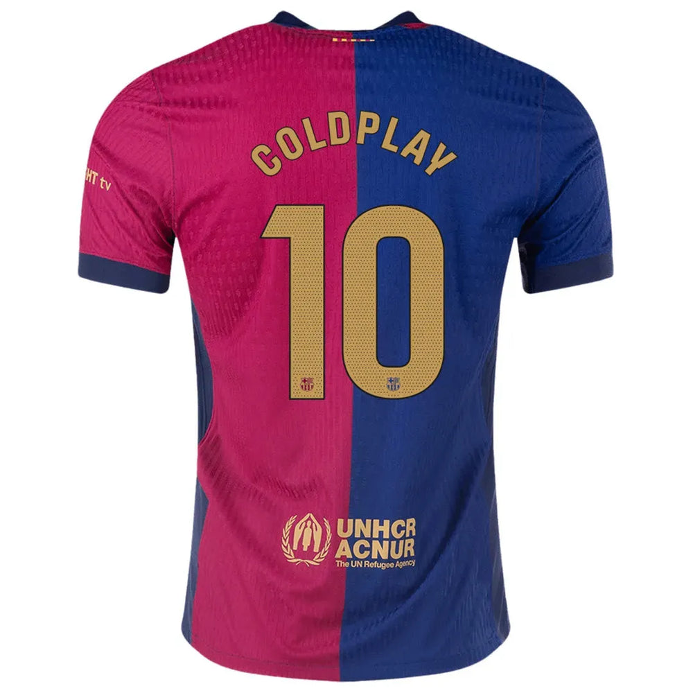 Camisa Barcelona Edição Especial Coldplay Vermelha e Azul Modelo Jogador Nike
