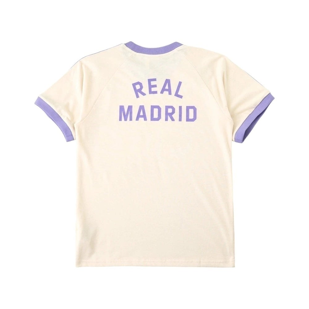 Camisa Real Madrid Originals Adicolor 3 Stripes Creme e Lilás Adidas