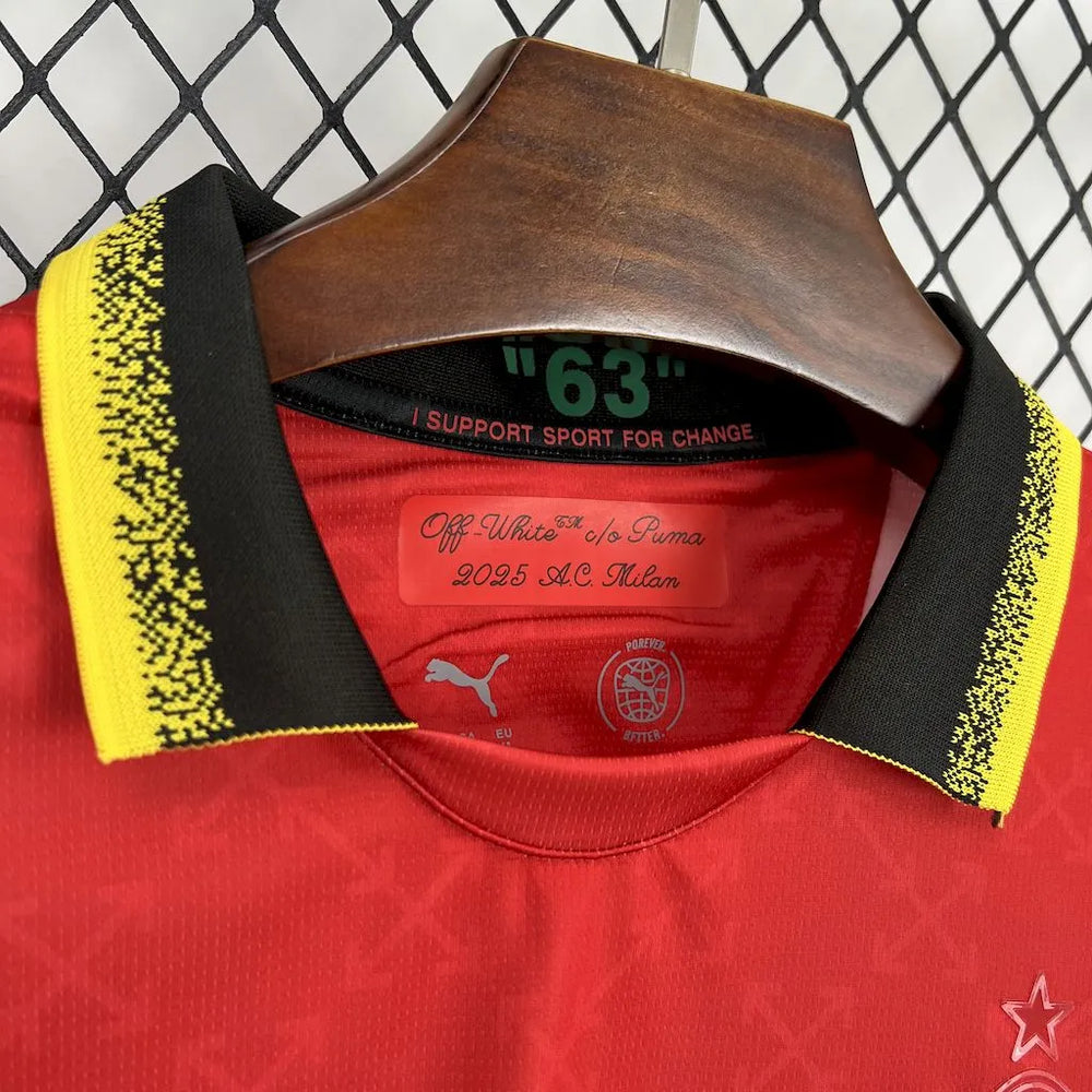 Camisa AC Milan Edição Especial x OffWhite 2025 Vermelha/Verde Masculina Puma
