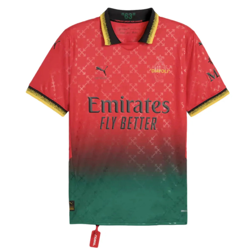 Camisa AC Milan Edição Especial x OffWhite 2025 Vermelha/Verde Masculina Puma