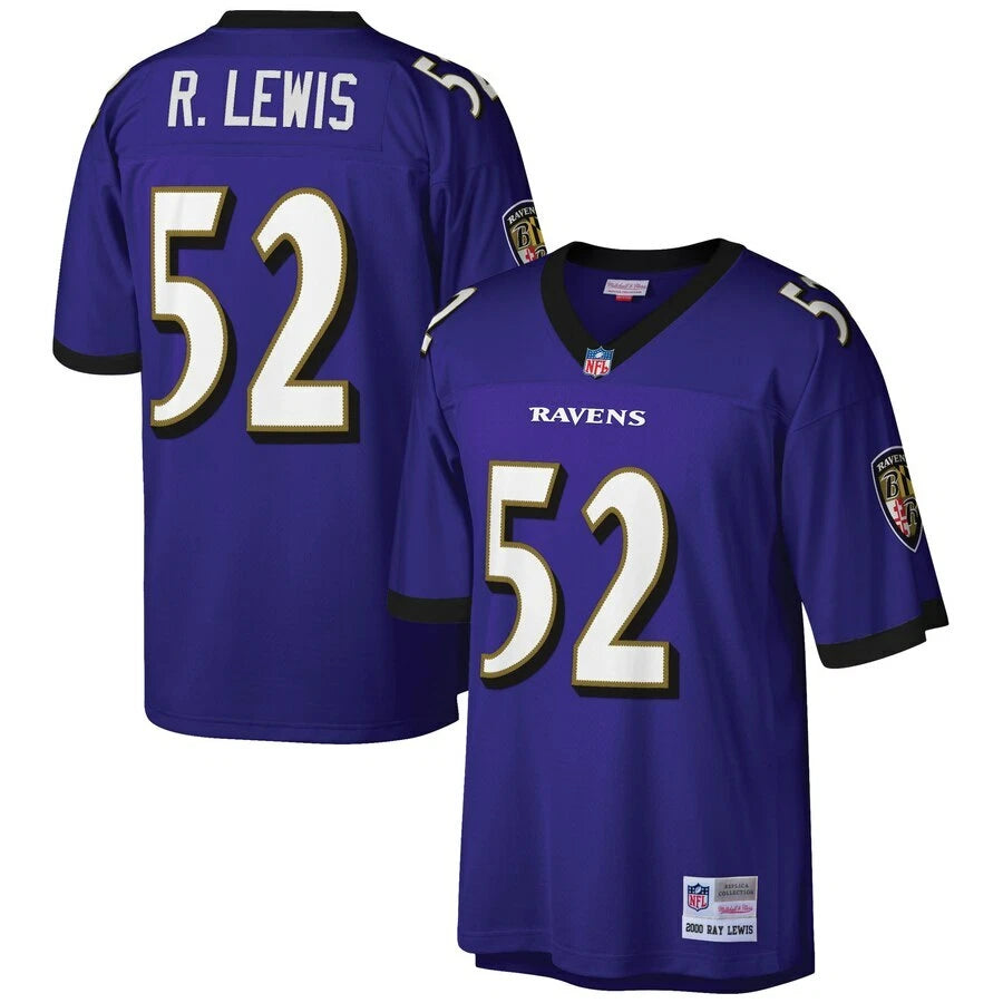 Camisa NFL Baltimore Ravens Throwback Ray Lewis #52 Retrô Roxa Mitchell & Ness