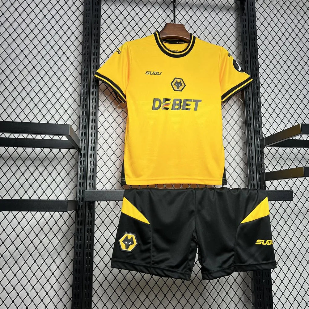 Conjunto Infantil Wolverhampton Wanderers I 24/25 Amarelo Sudu