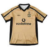Camisa Manchester United Dupla Face 100 Anos Retrô 2001/2002 Branca / Dourada Masculina Umbro