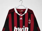 Camisa AC Milan I 2009/2010 Retrô Manga Longa Vermelha/Preta
