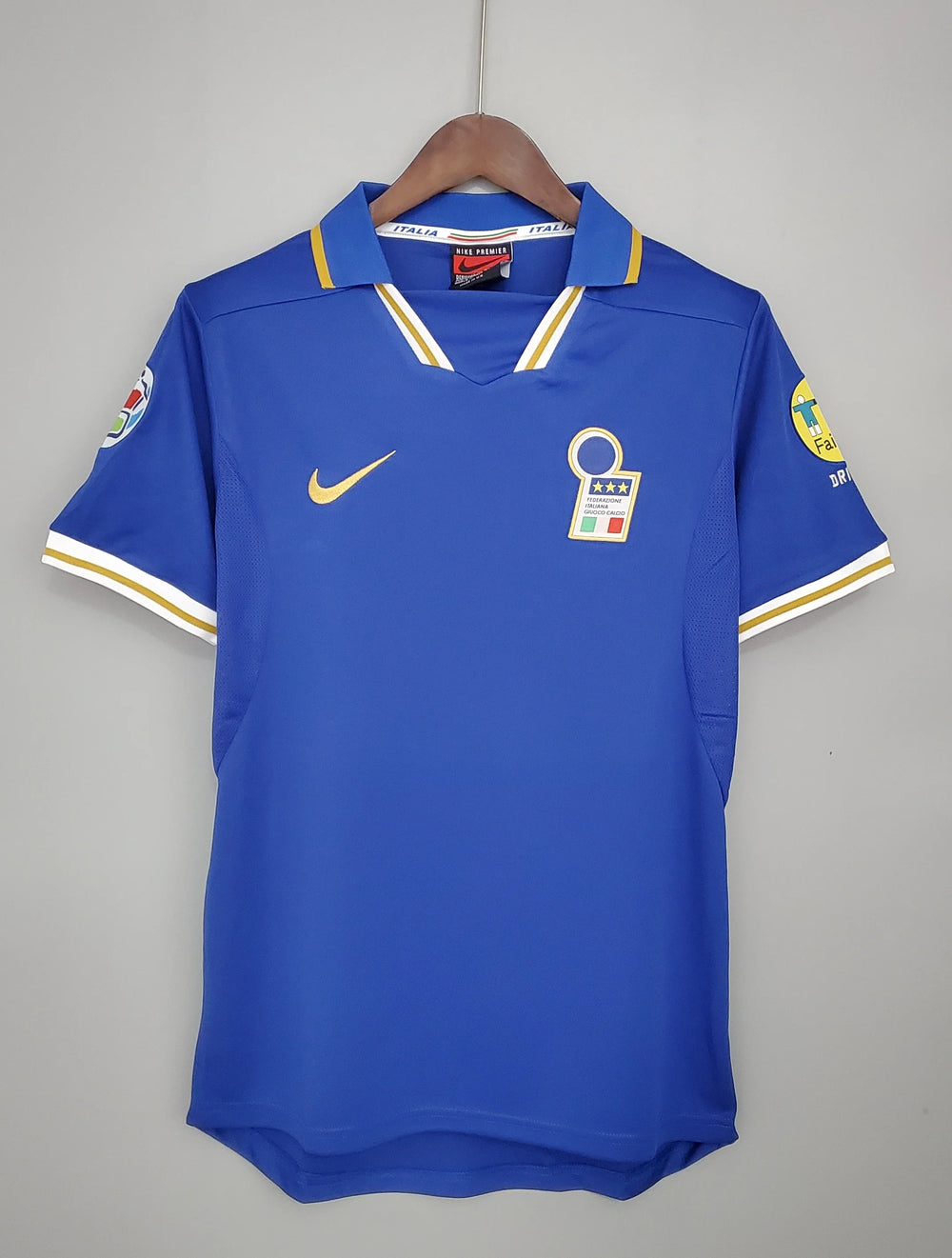 Camisa Seleção Itália I 1996 Retrô Azul Masculina Nike