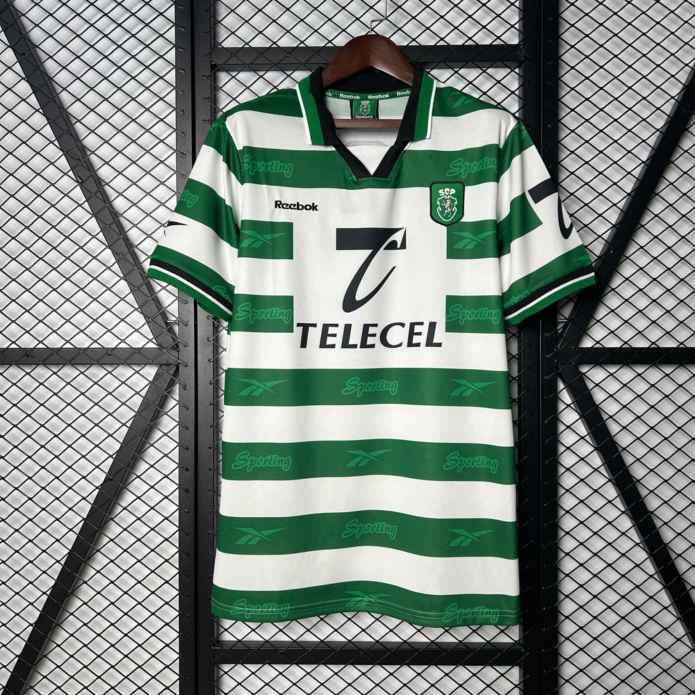 Camisa Sporting Clube de Portugal I 1999/2000 Retrô Branca/Verde Reebok