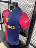 Camisa Barcelona x Travis Scott Cactus Jack Vermelha / Azul (Versão Jogador)