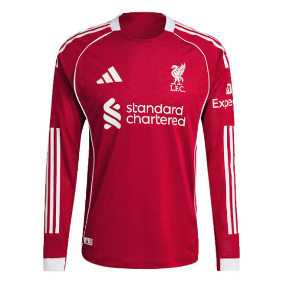 Camisa Liverpool I 2025/26 Manga Longa Vermelha Adidas