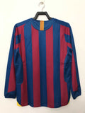 Camisa Barcelona I 2005/2006 Retrô Manga Longa Vermelha/Azul Nike