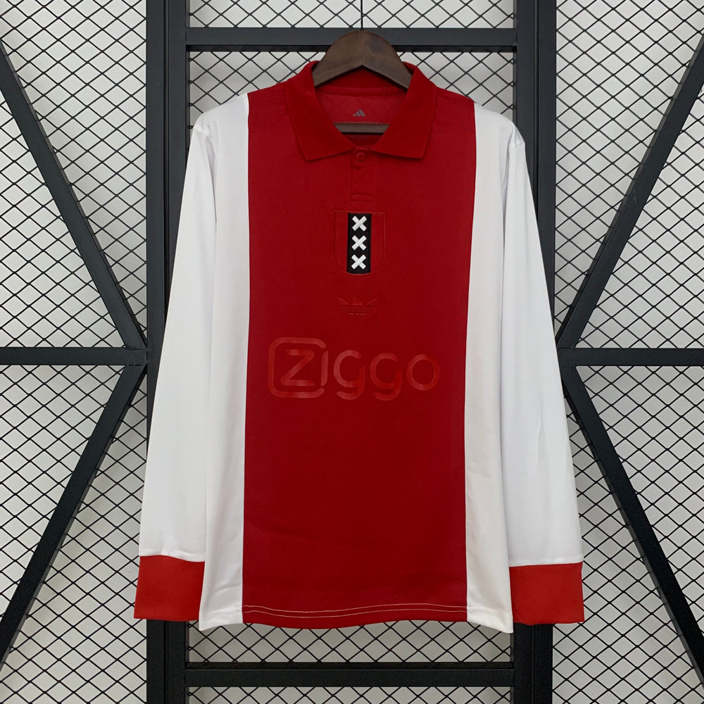 Camisa Ajax Comemorativa 125 Anos Vermelha e Branca Manga Longa Adidas