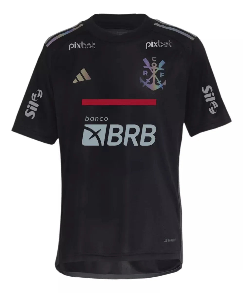 Camisa Flamengo III 23/24 Preta Com Patrocínio Masculina