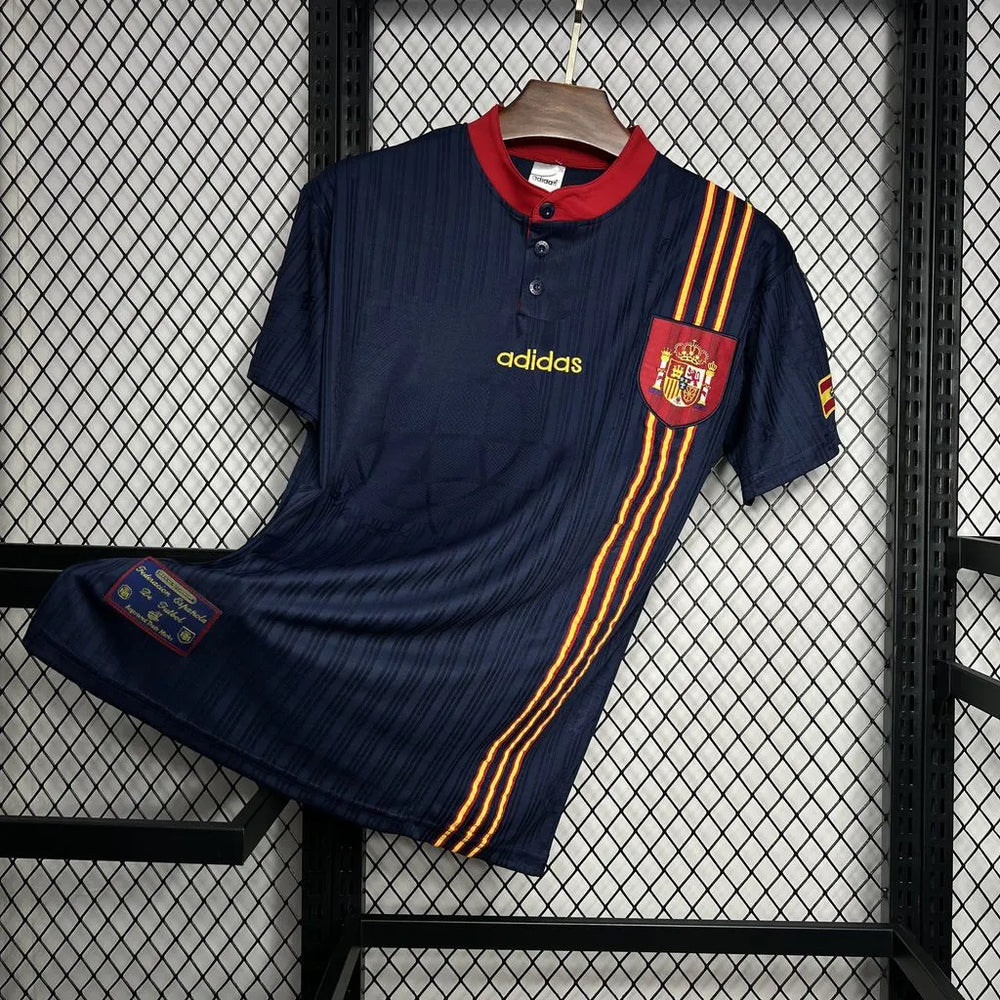 Camisa Seleção Espanha II 1996 Retrô Azul Masculina Adidas
