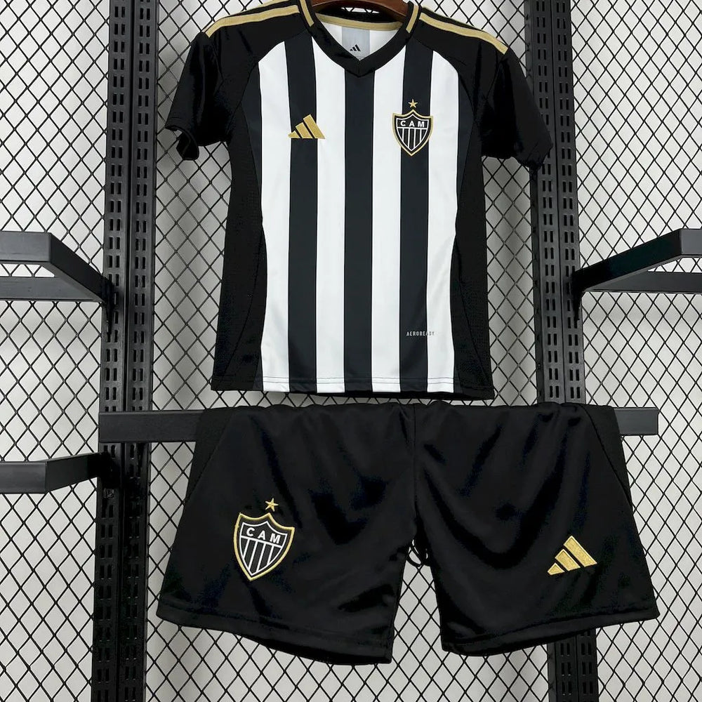 Conjunto Infantil Atlético Mineiro I 25/26 Branco e Preto Adidas