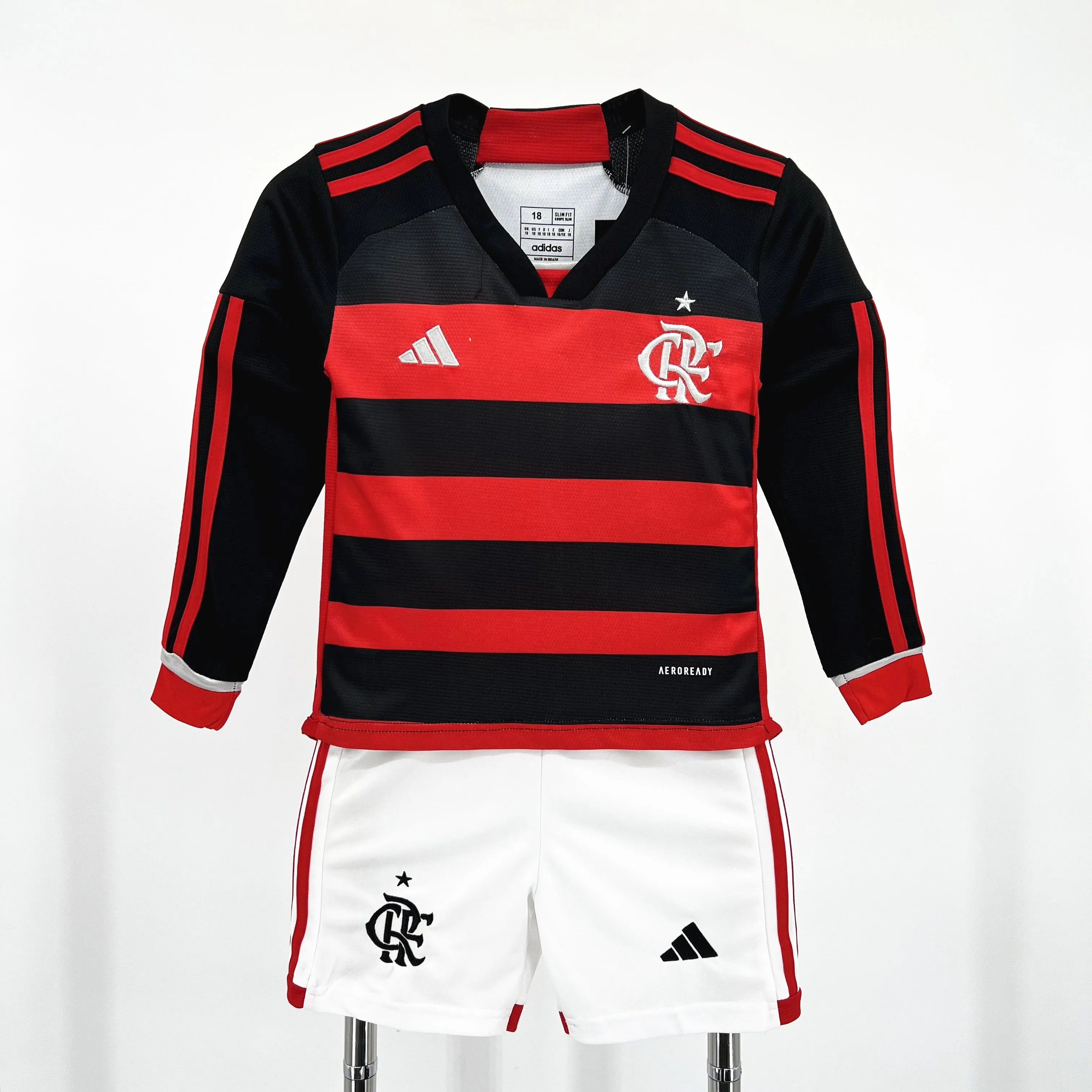 Conjunto Infantil Flamengo I 24/25 Manga Longa Vermelho/Preto