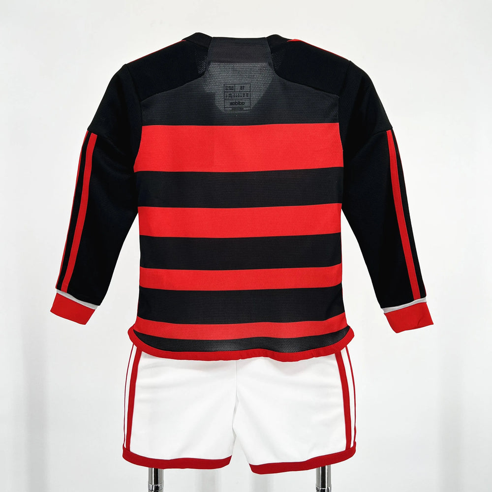 Conjunto Infantil Flamengo I 24/25 Manga Longa Vermelho/Preto Adidas