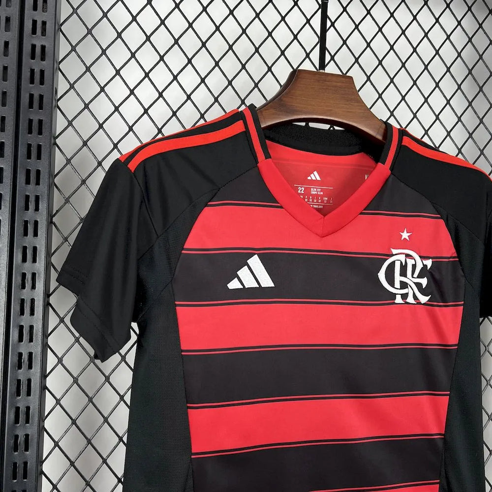 Conjunto Infantil Flamengo I 25/26 Vermelho/Preto Adidas