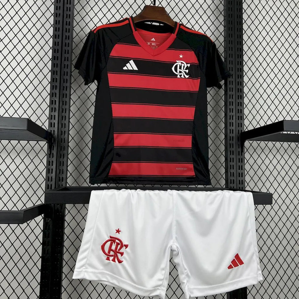 Conjunto Infantil Flamengo I 25/26 Vermelho/Preto Adidas