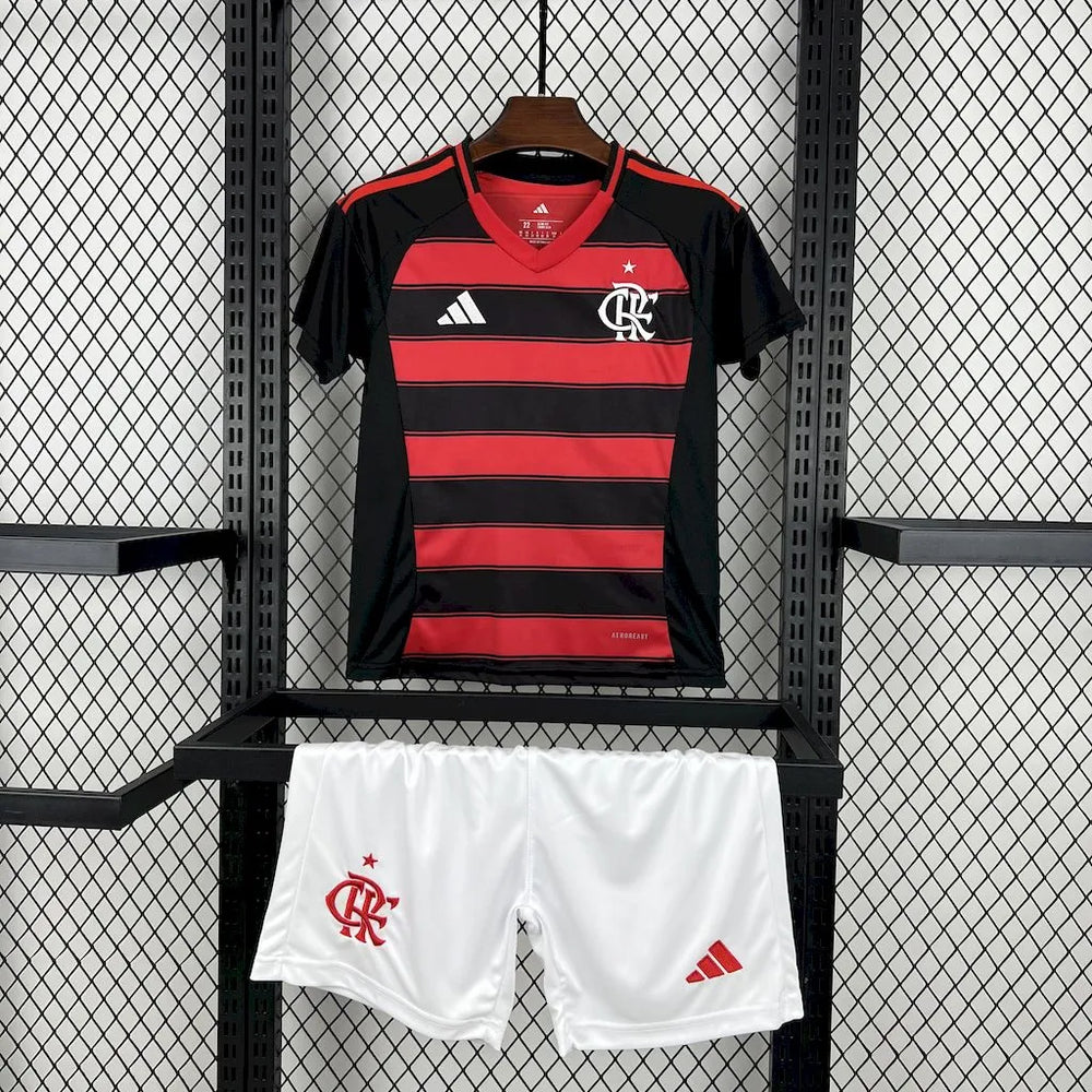 Conjunto Infantil Flamengo I 25/26 Vermelho/Preto Adidas
