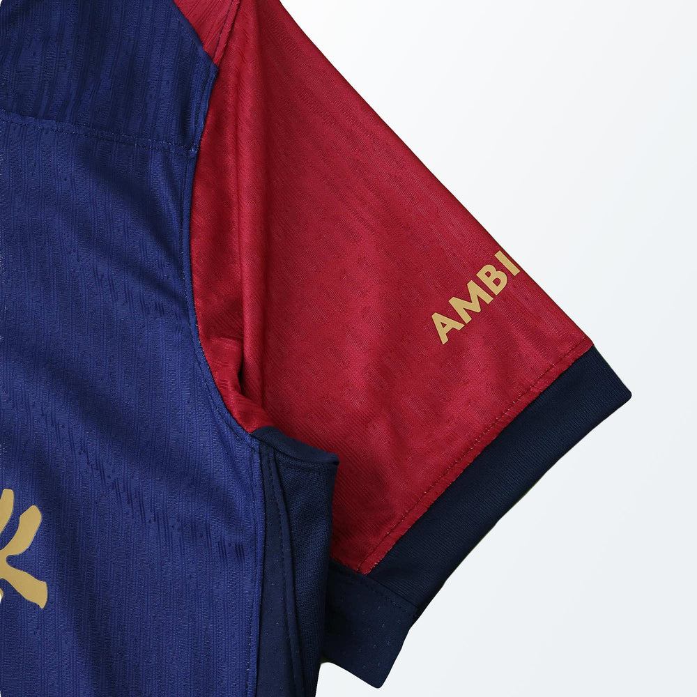 Camisa Barcelona x Travis Scott Home 2024/25 Vermelha/Azul Masculina - Jogador Nike