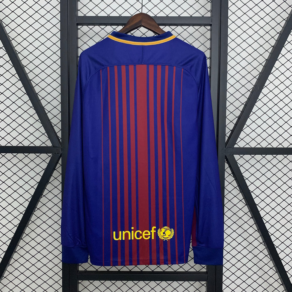 Camisa Barcelona I 17/18 Retrô Manga Longa Vermelha/Azul Nike